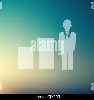Man with growing diagram in flat style icon Stock Vector