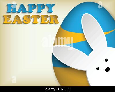 Happy Easter Rabbit Bunny Easter Egg Retro Stock Vector