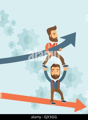 Blue growing successful business graph and businessmen Stock Vector