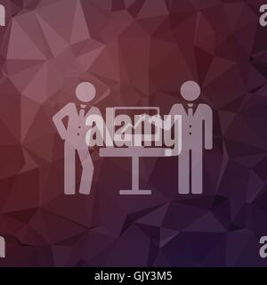 Two men with diagram in flat style icon Stock Vector