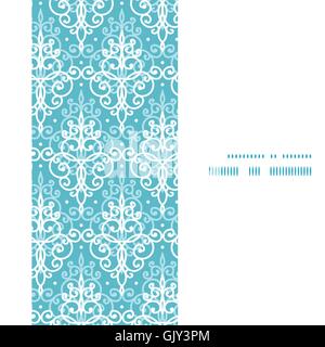 Vector Light Blue Swirls Damask Vertical Frame Seamless Pattern Stock Vector