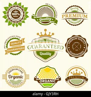 Set of Fresh Organic Labels and Elements Stock Vector