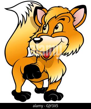 Cheerful Fox Raising Paw Stock Vector