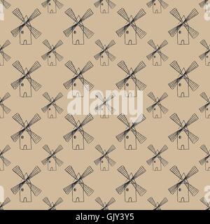 seamless pattern with mill Stock Vector