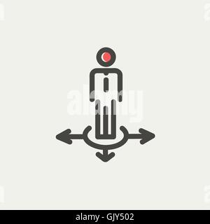 Man in three ways thin line icon Stock Vector