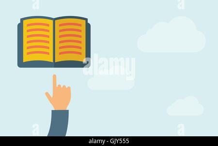 Hand pointing to a book Stock Vector