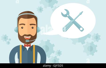 Operator man in headset. Stock Vector