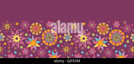 Colorful stars horizontal seamless pattern background border Stock Vector