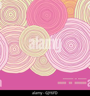 Vector doodle circle texture horizontal frame seamless pattern background Stock Vector