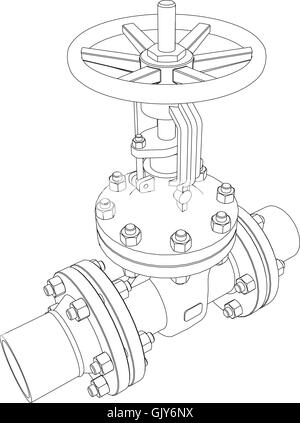 Industrial valve. Vector rendering of 3d Stock Vector