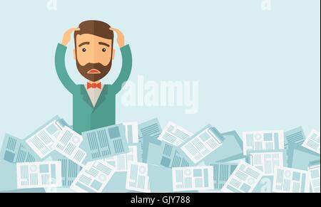 Man have a lot of work Stock Vector