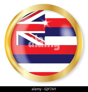 Hawaii Flag Button Stock Vector