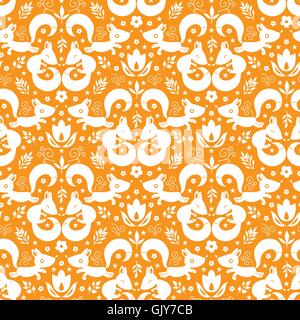 Cute geometrical foxes seamless pattern background Stock Vector