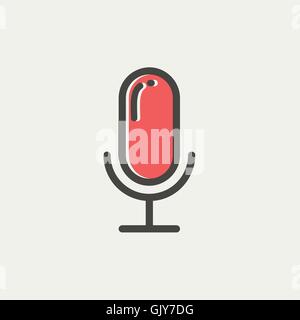 Retro microphone thin line icon Stock Vector