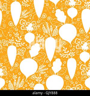 Root vegetables silhouettes seamless pattern background Stock Vector