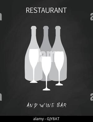Wine list design templates with different wine bottles and glasses Stock Vector