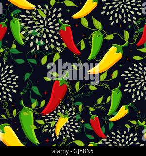 Mexican chili seamless pattern Stock Vector