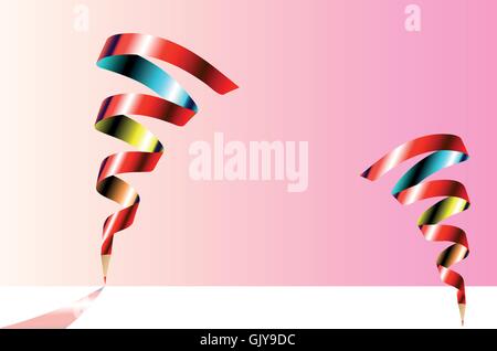 pencil color ribbons icon 3D Stock Vector