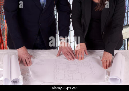 plans architect blueprint Stock Photo