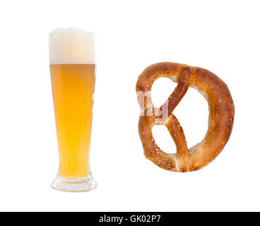 hefeweizen and pretzel Stock Photo