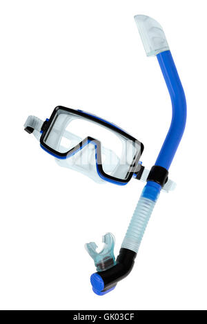 diving goggles with snorkel on white Stock Photo