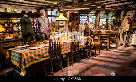 The Weasley's house in Harry Potter World Warner Bros Studio Tour Leavesden Watford, UK Stock Photo