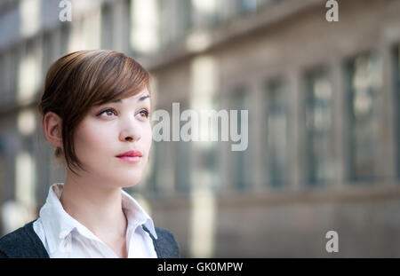 businesswoman looks into the future Stock Photo