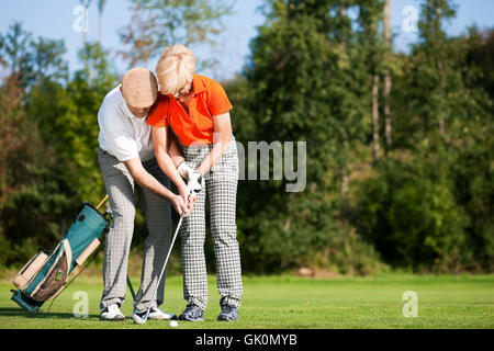 golf training on the court Stock Photo