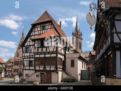 half-timbered houses in the village center
