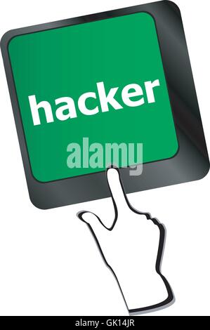 hacker word on keyboard, attack, internet terrorism concept vector Stock Vector