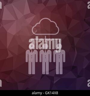 Three young man with cloud in flat style icon Stock Vector