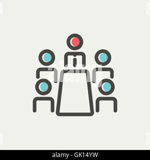 Business meeting in office thin line icon Stock Vector