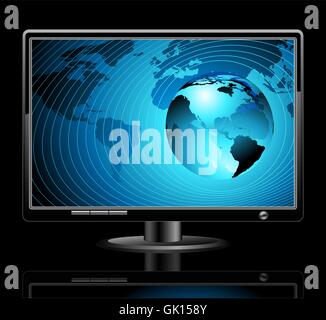 LCD panel with world background Stock Vector