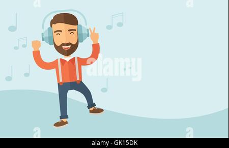 Young man with headset. Stock Vector