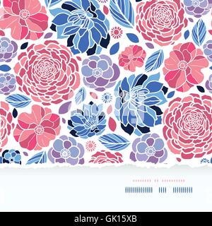 Summer flowers torn paper horizontal seamless background Stock Vector