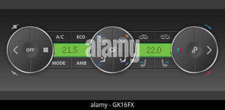 Detailed digital air condition control panel Stock Vector