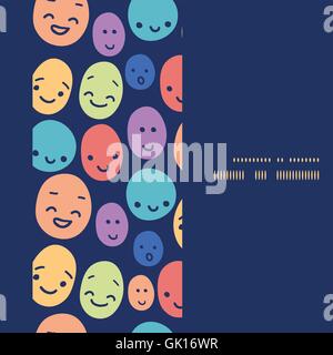 Vector funny faces vertical frame seamless pattern background Stock Vector