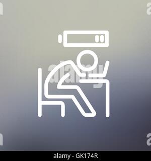 Businessman in low power thin line icon Stock Vector