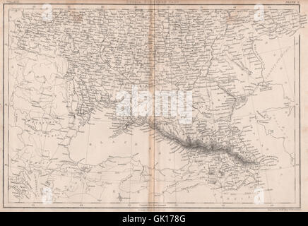 Russia in Europe, southern part. Ukraine Georgia Caucasus. BRITANNICA, 1860 map Stock Photo