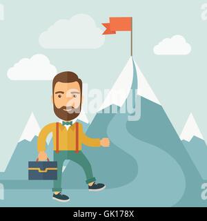 The Man Climbing the Mountain of Success Stock Vector