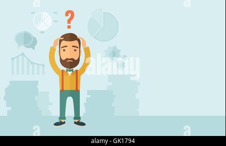 Businessman with question mark over his head. Stock Vector