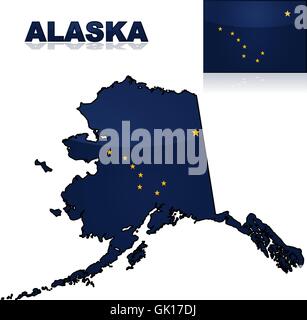 Map and flag of Alaska Stock Vector
