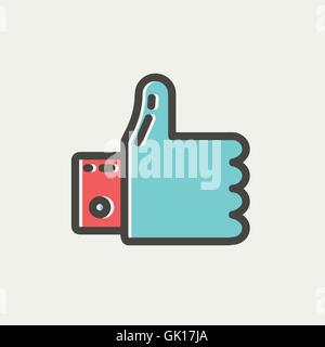 Thumbs up thin line icon Stock Vector