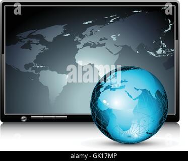 LCD panel with world background Stock Vector