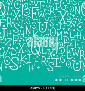 Vector White on Green Alphabet Letters Horizontal Frame Seamless Stock Vector