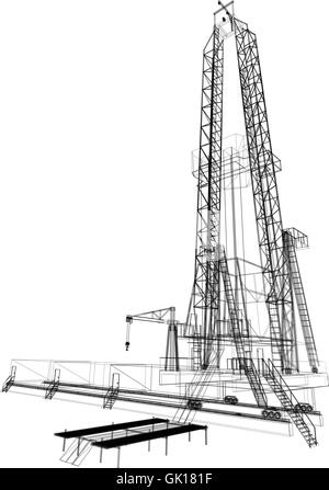 Oil rig. Detailed vector illustration Stock Vector