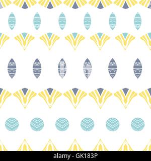 Abstract tribal shapes stripes seamless pattern background Stock Vector