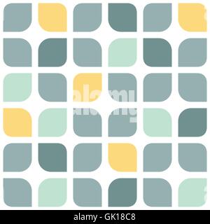 Abstract gray yellow rounded squares seamless pattern background Stock Vector