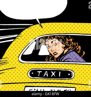 woman goes to taxi looks around separation anxiety love maniac p Stock Vector