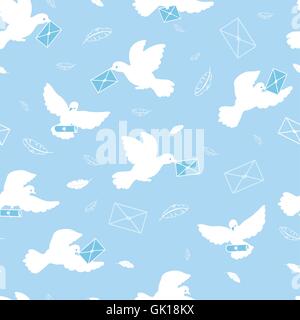 Mail pigeons vector seamless pattern background Stock Vector